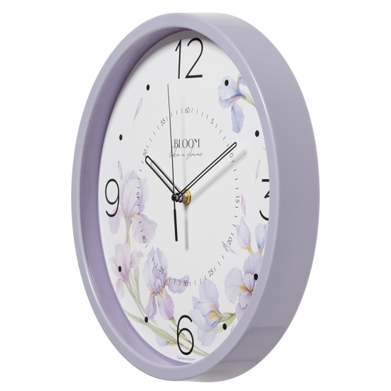 3027-057 (10) Часы настенные круг d=30см, корпус сиреневый "Ирисы", Рубин