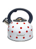 Чайник 2,5л нержавеющая сталь HR732-1 белый в красный горох OLS-001-5