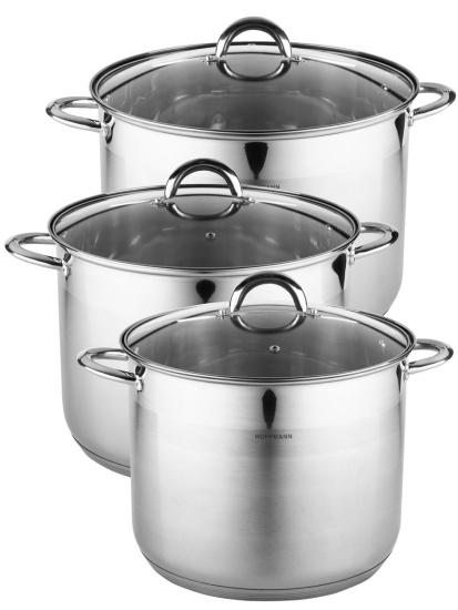 Набор кастрюль 6 пр. нержавеющая ст. (кастрюли 3шт-14,2л, 16,2л, 19,2л) НМ 6699