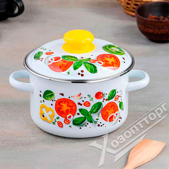 Кастрюля 2л цилиндрическая с ободком, белая Каприче 3MD161P Кастрюля 2л цилиндрическая с ободком, белая Каприче 3MD161P