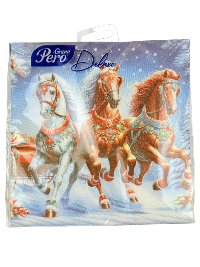 Салфетки GrandPedro Deluxe 33*33 Зимняя тройка 3сл 20л 4245