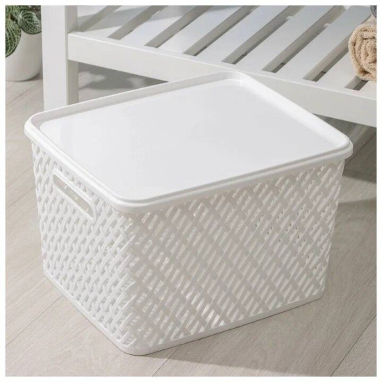 Корзина "Плетенка" (350*290*225) с крыш. бел. М3591