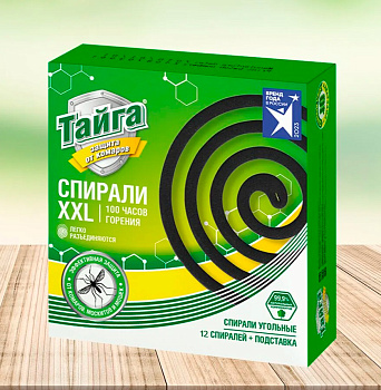 Спирали от комаров угольные XXL 10шт НД Тайга ИН-136