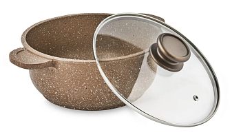 Кастрюля алюминиевая с антипригарным покрытием и стеклянной крышкой 4л серии "Алтай" 1704-07-10