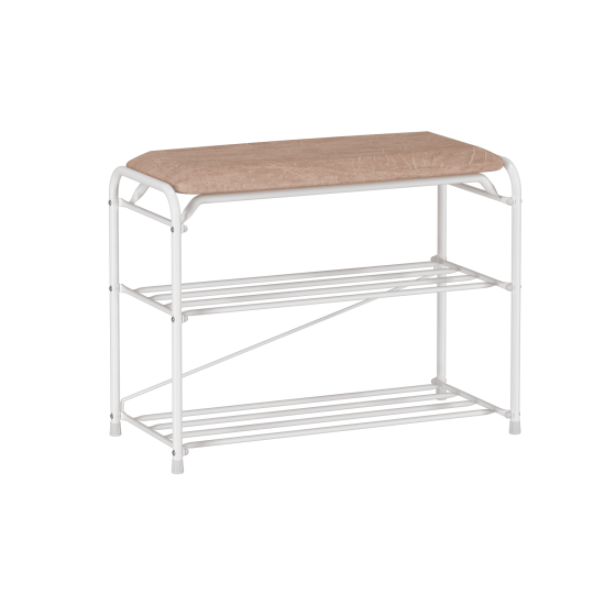 Подставка для обуви "Альфа 23" с сиденьем (Белый) (3-х полочная,60см)