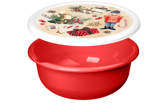 Миска "Modena" 1,2л с крышкой с декором "Игрушки" (красный) 223138206/03