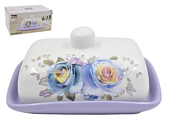 Масленка Lavenir  "Сиреневый букет" 16,5*12*8 см HC600-P85 доломит 54698
