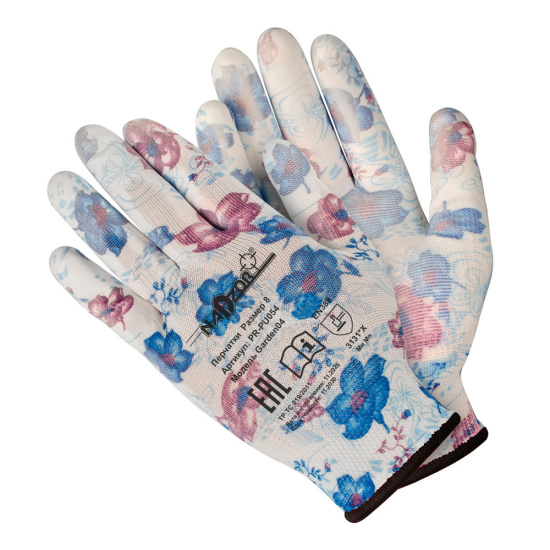 PR-PU054 Перчатки садовые «ФЛОРИСТ», полиэстер, полиуретановое покрытие, разноцв, микс цветов №1