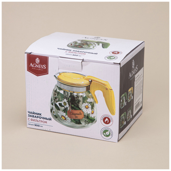 ЗАВАРОЧНЫЙ ЧАЙНИК AGNESS С ФИЛЬТРОМ "ЗЕМЛЯНИКА" 900 МЛ. 885-108