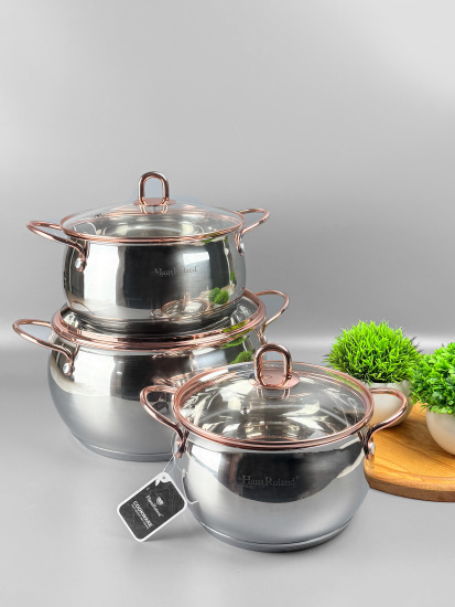 Набор кастрюль HR109-1 (2.6, 3.6, 6.1л) OLS-016-19