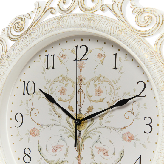 4126-026 (5) Часы настенные круг ажурный d=40,5см, корпус белый с золотом "Возрождение", Рубин