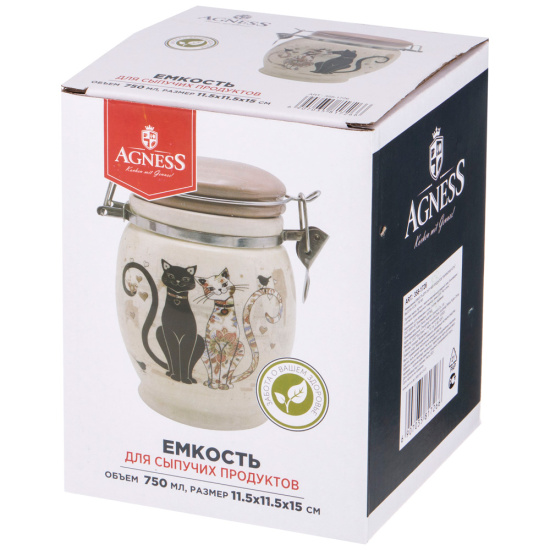 БАНКА AGNESS "ПАРИЖСКИЕ КОТЫ" 11,5*15 СМ 750 МЛ (КОР=24ШТ.) (358-1726)