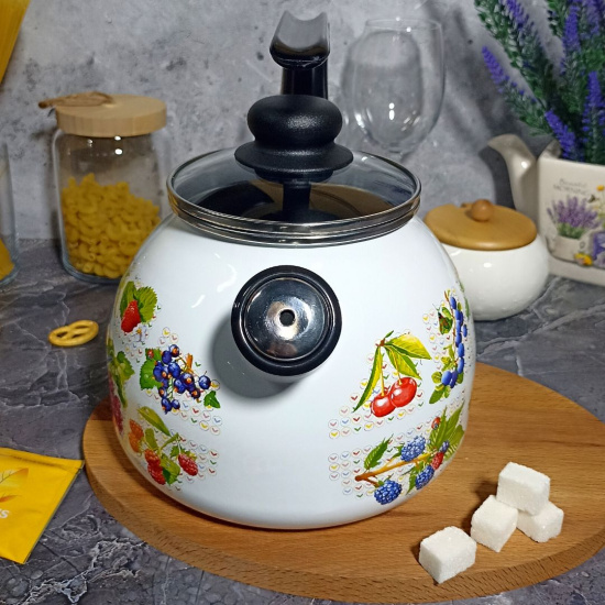 Чайник для плиты 3,0л 4с209я "Вкус лета" белосн. сф. со св.