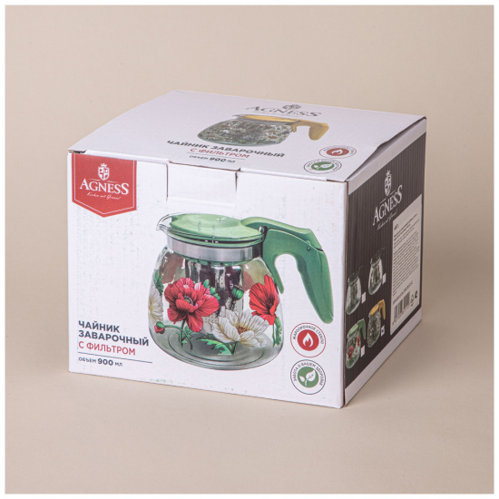 ЗАВАРОЧНЫЙ ЧАЙНИК AGNESS С ФИЛЬТРОМ "ВАСИЛЬКИ" 900 МЛ. 885-111