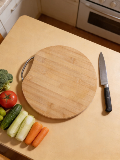 Доска разделочная круглая с металлической ручкой 30*1.8см OLS-129-14