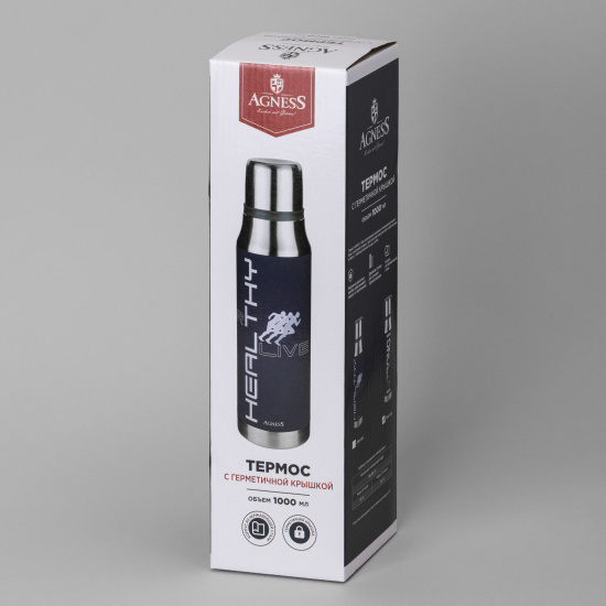 ТЕРМОС HEALTHY LIVE 1000 МЛ, КОЛБА НЕРЖ.СТАЛЬ 18/10 (798-105)