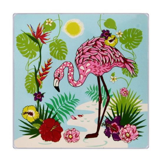 Доска разделочная+ подставка под горячее Фламинго 18*18см 48-14