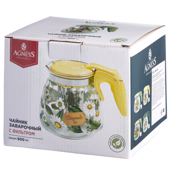 ЗАВАРОЧНЫЙ ЧАЙНИК AGNESS С ФИЛЬТРОМ "ЗЕМЛЯНИКА" 900 МЛ. (885-108)
