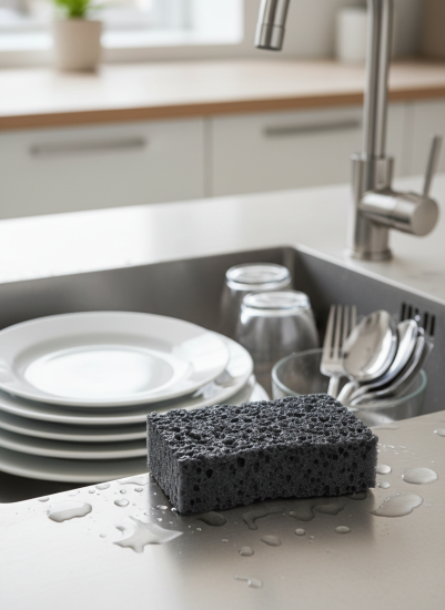 Губка бытовая с чистящим слоем 10шт "Крупнопористая" гх063 (уп.30шт) 