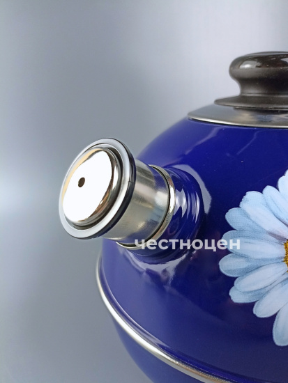 Чайник 3,5л. (конс. ручка) - синий/ромашки(нерж. сталь)индивидуальная упаковка. РT04/35/05/14