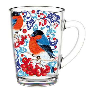 Кружка для чая 300мл арт.334-Д (Снегири на рябине)