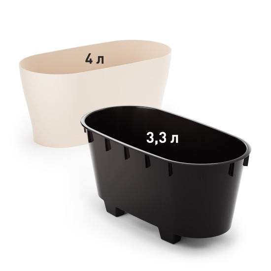 Горшок цветочный "Лея" 4л овальный двойной (с автополивом) (бежевый) М8590
