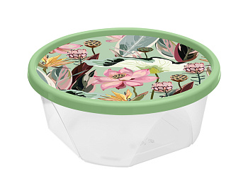 Контейнер для продуктов круглый 0,85л с декором (зеленый) 222132918/08