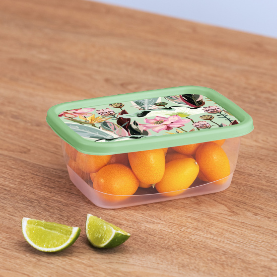 Контейнер для продуктов прямоугольный 0,85л с декором (зеленый) 222132118/08 Контейнер для продуктов прямоугольный 0,85л с декором (зеленый) 222132118/08