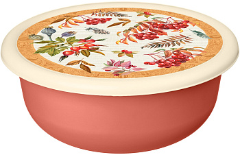 Миска 1,2л с крышкой с декором (оранжевый) 222143205/04