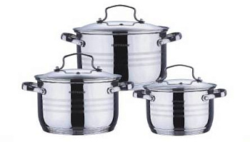 Набор кастрюль нержавеющая сталь 5-ти сл. капс.дно 6 предм. (кастрюли 3ш.-2,1л, 3,1л, 4,1л) НМ 5106 Набор кастрюль нержавеющая сталь 5-ти сл. капс.дно 6 предм. (кастрюли 3ш.-2,1л, 3,1л, 4,1л) НМ 5106