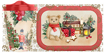 Набор с декором "Игрушки": стакан с крышкой 420мл + ланч-бокс 0,85л (красный) 223137106/03