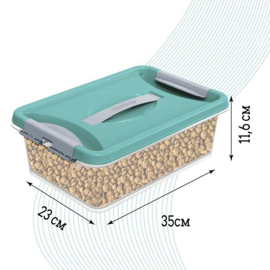 Контейнер с защелками и ручкой 6л "Клик" бирюзовый С272БИР