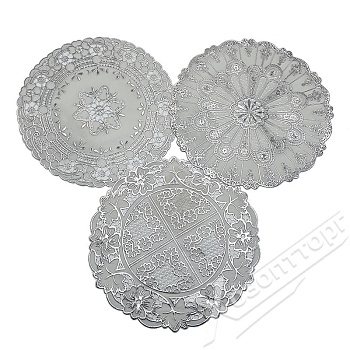 Салфетка Grace Лейс 30*30, серебро, круг
