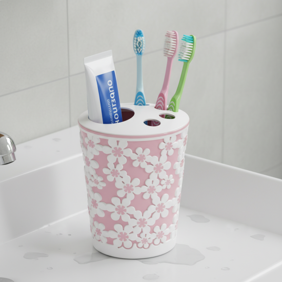 Подставка для зубных щеток "Дольче Вита" (розово-белый) М4714