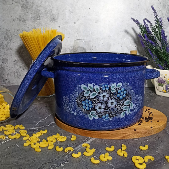 Кастрюля 7,0л 1с18с син. с зерн. Голубика 