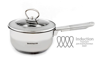 Ковш с крышкой нержавеющая  сталь 3-х сл. капс. дно 1,9 л. (16 см) НМ 5316-1  Ковш с крышкой нержавеющая  сталь 3-х сл. капс. дно 1,9 л. (16 см) НМ 5316-1