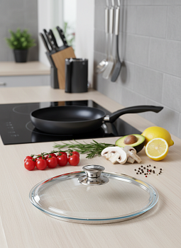 Крышка жаропрочн. стекло 240мм металл. ручка TM Горница, КрМ240