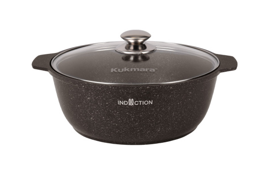 Кастрюля-жаровня 4л со стеклянной крышкой, АП (кофейный мрамор)  линия "Marble Induction" жмки41а  Кастрюля-жаровня 4л со стеклянной крышкой, АП (кофейный мрамор)  линия "Marble Induction" жмки41а