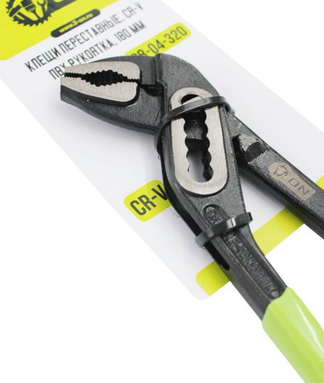 Клещи переставные, 180мм, Cr-V, ПВХ рукоятка 08-04-320