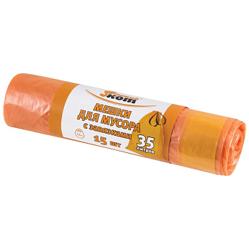 Мешки для мусора Рыжий кот 35л (15шт/рул) (14мкм) с завязками 310400
