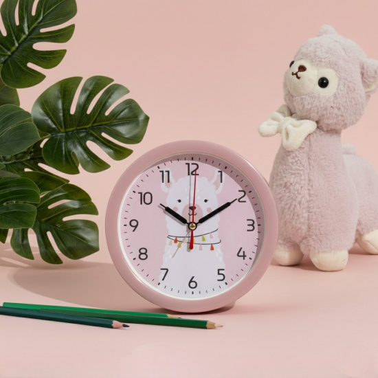 В4-053 Будильник кварц d=15см, корпус розовый "Альпака", Рубин