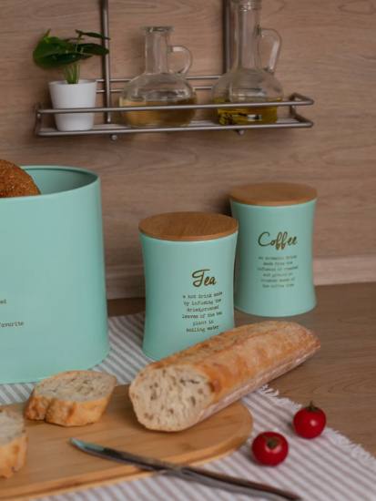 НАБОР AGNESS "MEADOW" 2 В 1  ХЛЕБНИЦА 10 Л 34*18*20 СМ, БАНКА ДЛЯ СЫПУЧИХ 1,1 Л 11*14СМ 3 ШТ 790-245