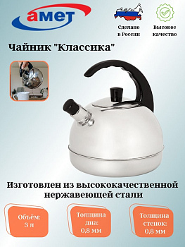 Чайник для плиты 3,0л 1с44 со свист. пл/ручк.