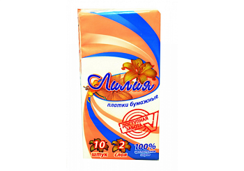 Платочки бумажные Лилия Лето 2сл 10л*10шт (2965)