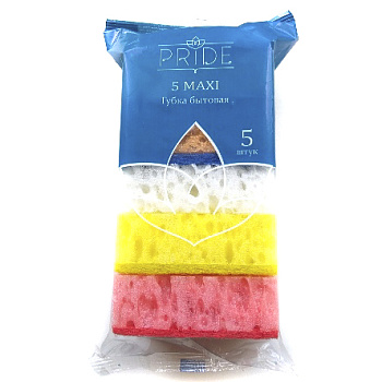 Губка бытовая с чистящим слоем 5шт "Макси" ГХ008