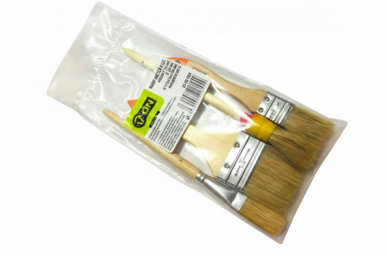 Набор кистей 4 шт.: плоские 1"(25мм), 2"(50мм); круглая №2 (20мм); филеночная кисть 02-00-004