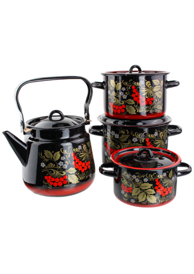 Набор из 4 пред.№142 "Рябина", черн. с красн. подп., 1с142/5