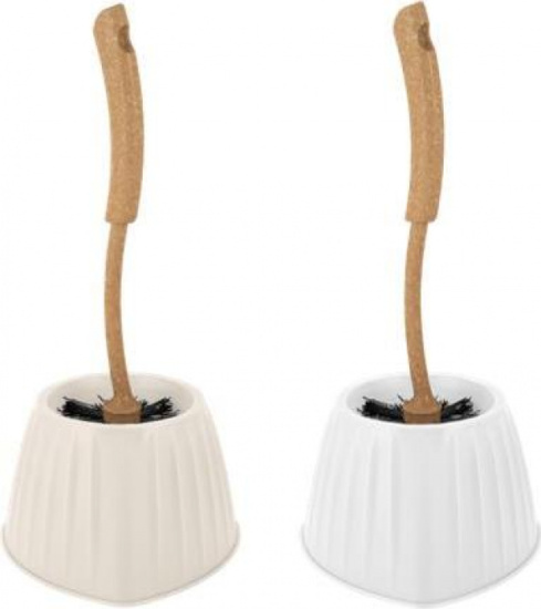 Набор для туалета (ершик+подставка) Wood, угловой, сливочный/бук SC341111000