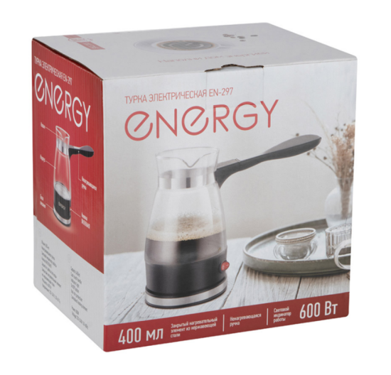 Турка стеклянная электрическая Energy EN-297 (600Вт) 106199