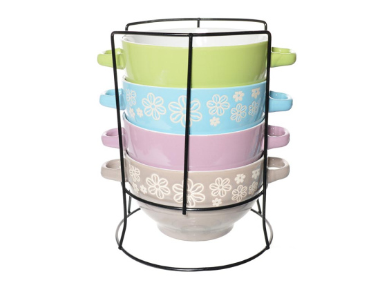 Набор бульонниц на м/подст. (4шт.) Lavenir "Цветы" 630 мл, 14 см, 21785 керамика 84854